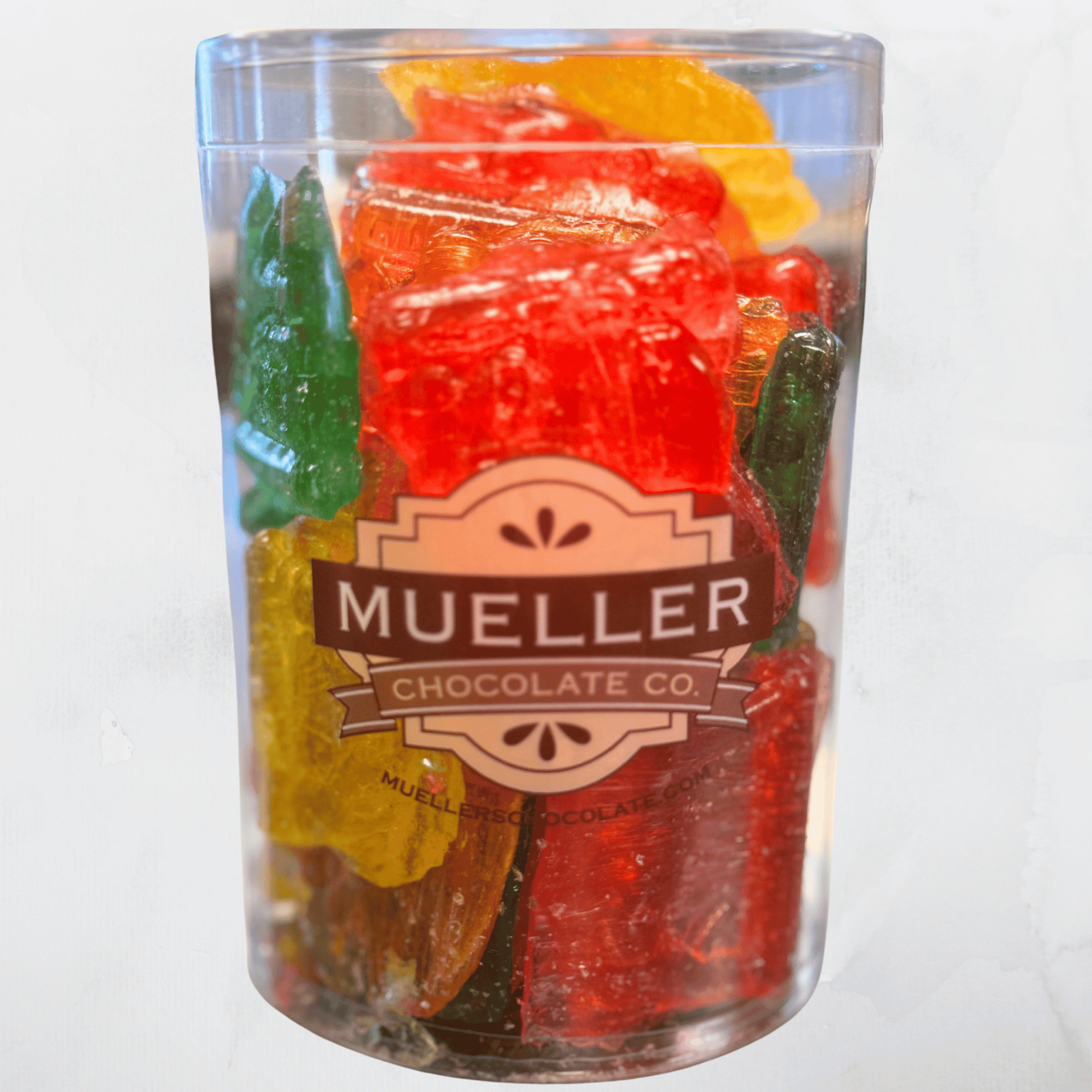 Clear toy barley sugar candies in 1 lb tub