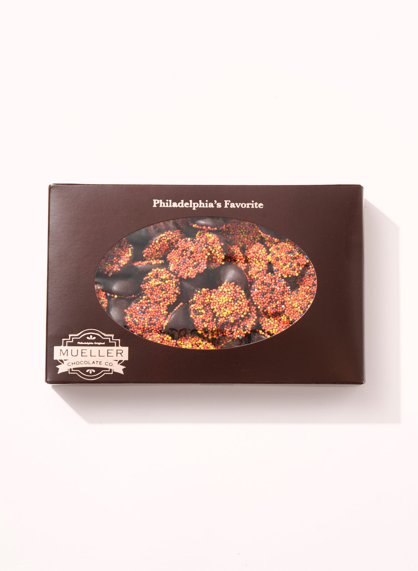 Dark Chocolate Fall Nonpareils! This gift box is filled with premium dark chocolate and vibrant fall-colored nonpareils