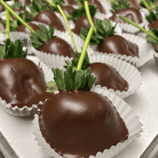 Dark Chocolate Covered Strawberries - Handmade | Mueller Chocolate Co.