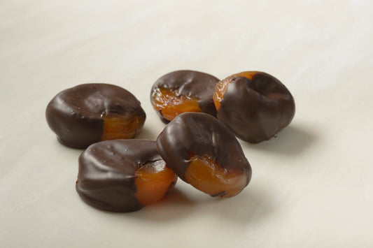 Dark Chocolate Glazed Apricots - Handmade Chocolate | Mueller Chocolate Co.