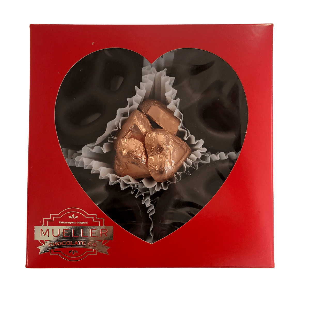 Dark Chocolate Pretzel Heart Window Box - Handmade Gift Box | Mueller Chocolate Co.