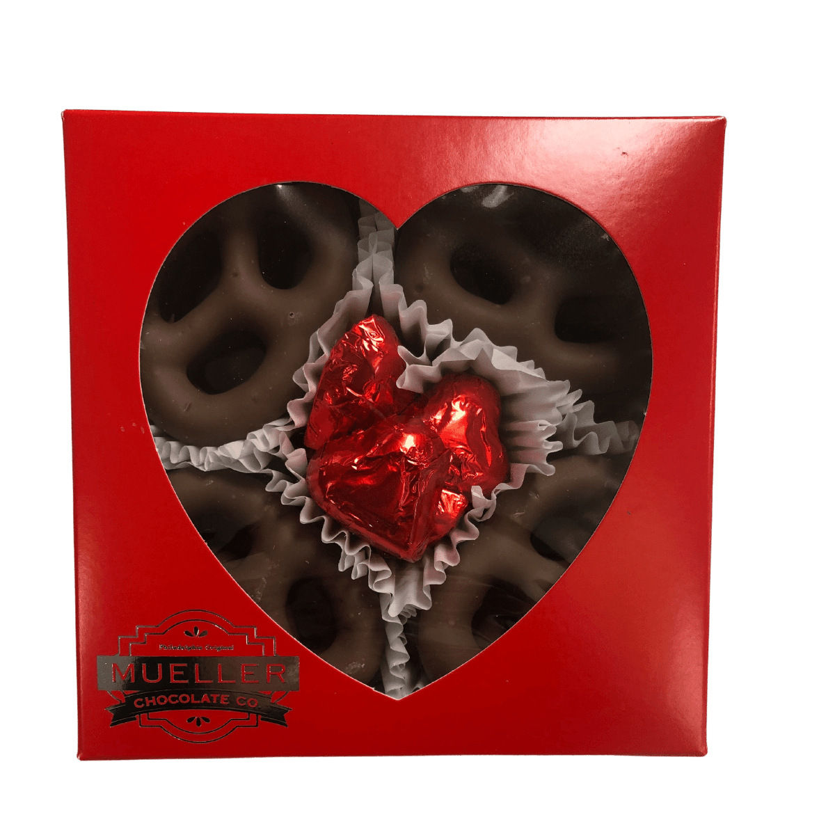 Milk Chocolate Pretzel Heart Window Box - Handmade Gift Box | Mueller Chocolate Co.