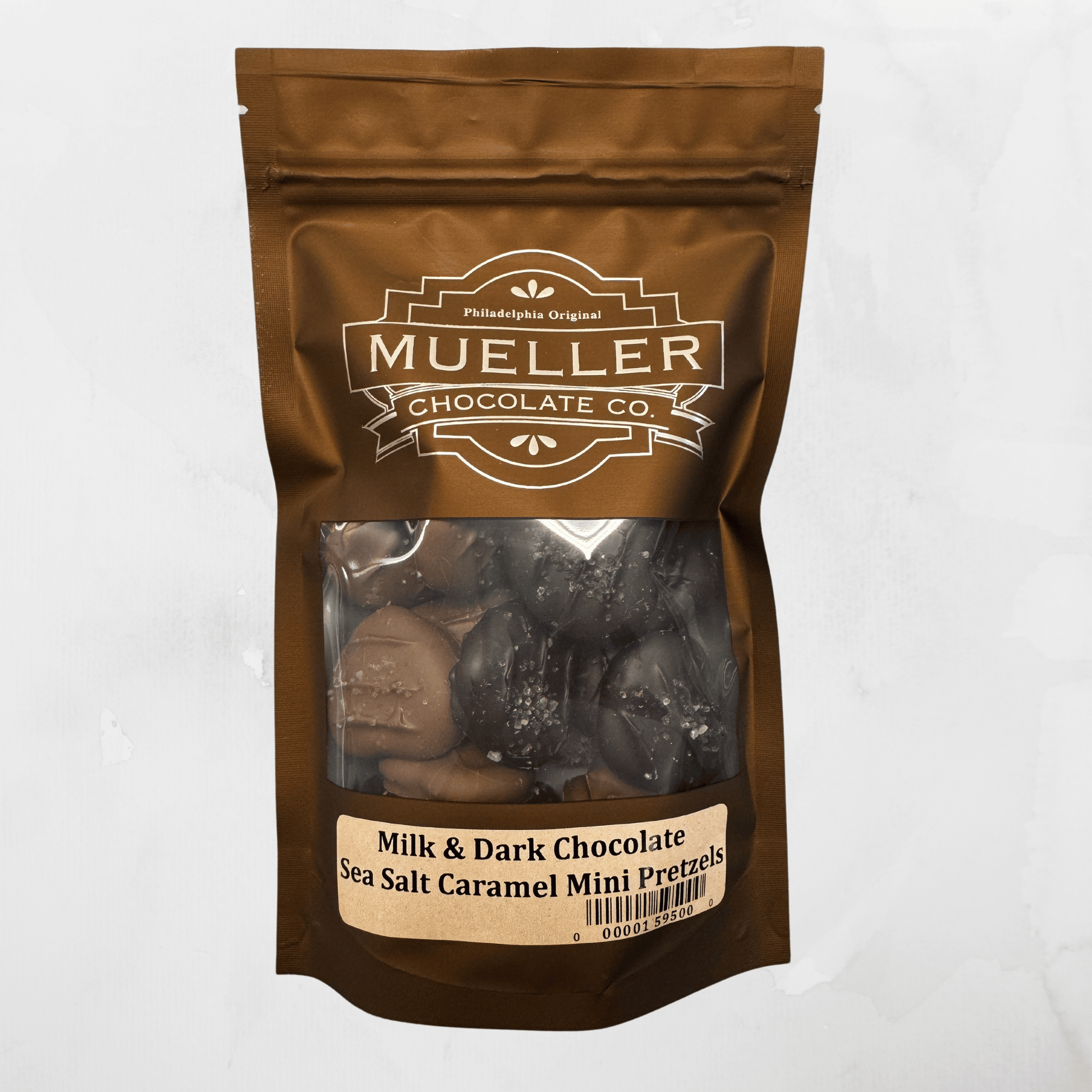 Milk and Dark Chocolate Sea Salt Caramel Pretzel Bags - Mueller Chocolate Co