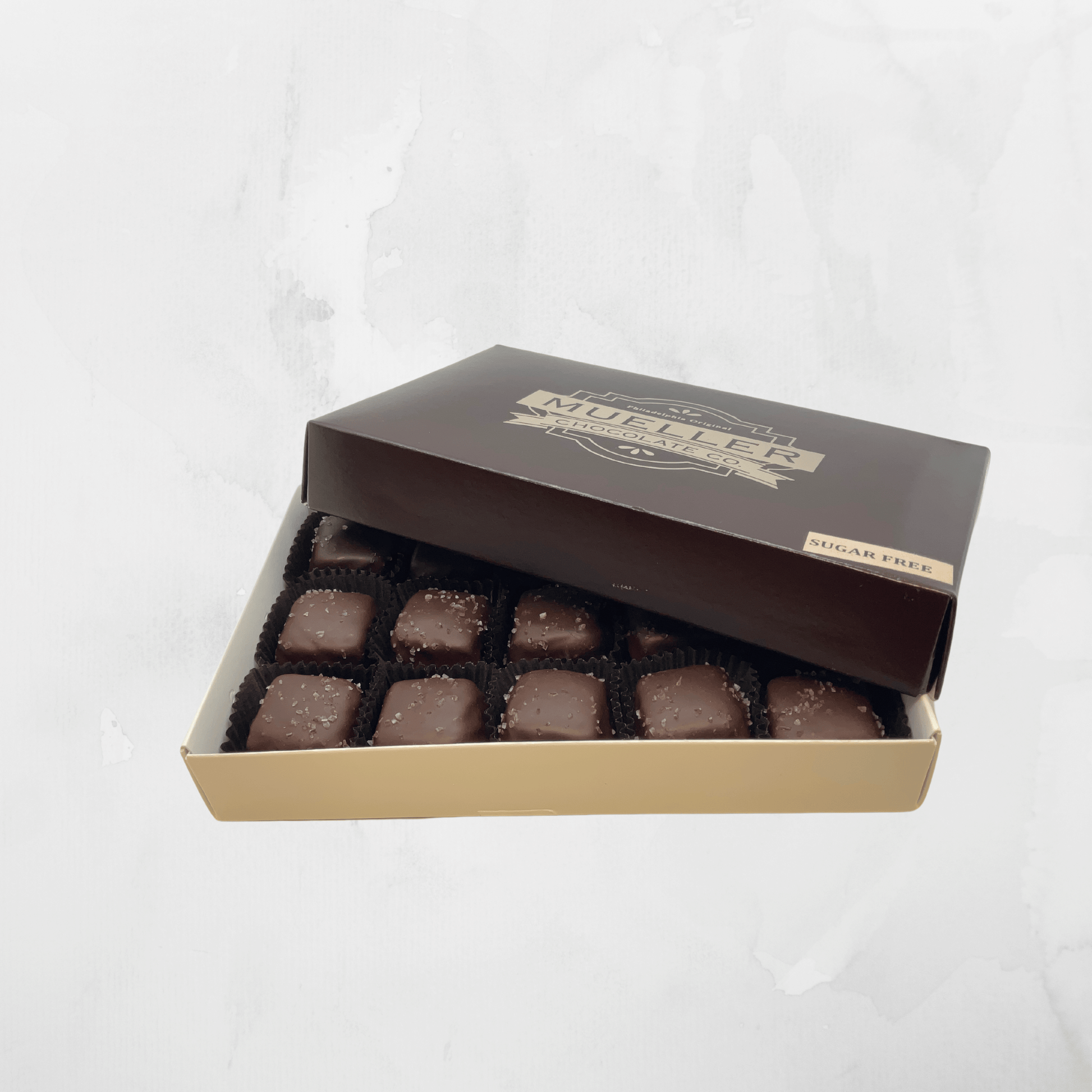 Sugar Free Dark Chocolate Sea Salt Caramels - Mueller Chocolate Co