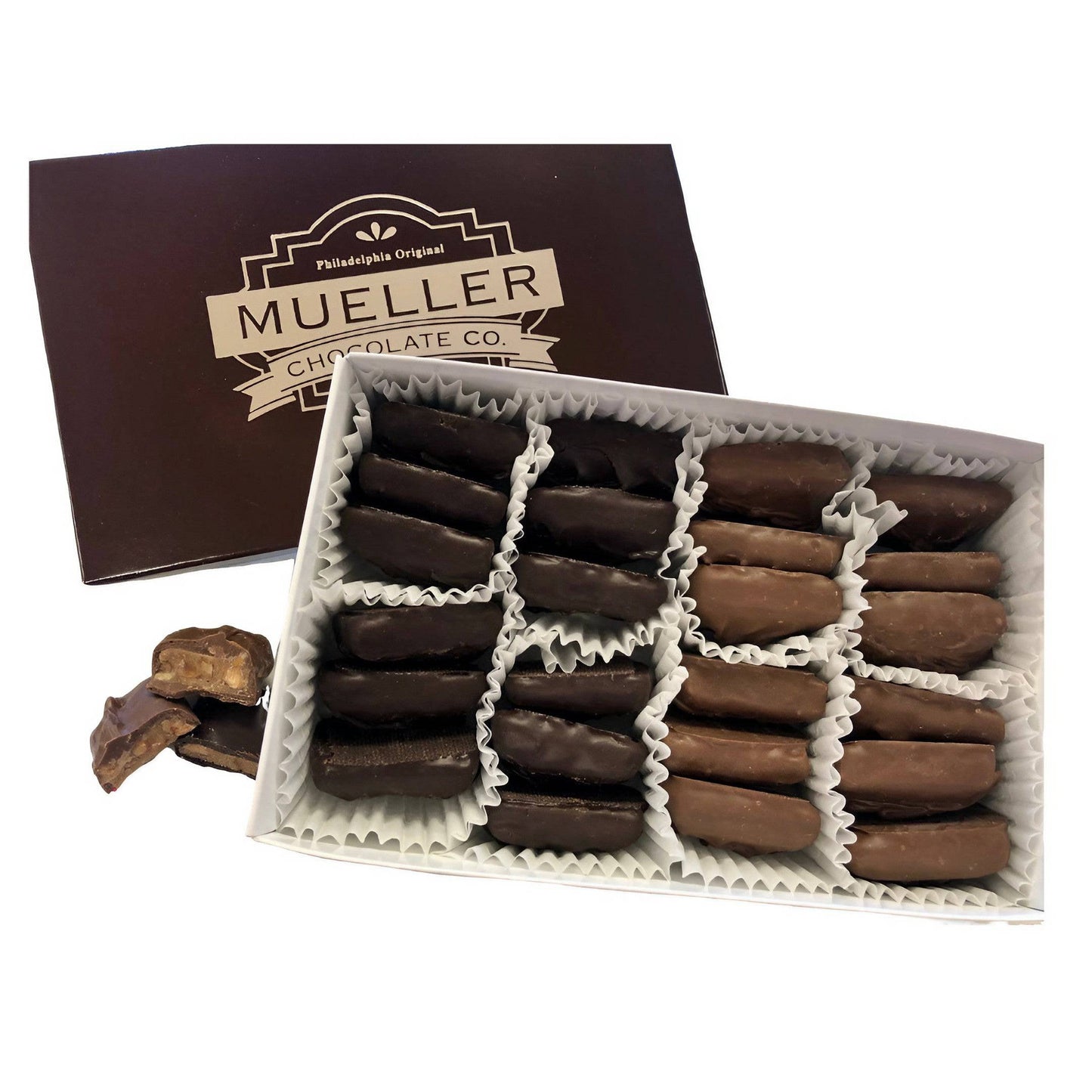 Dark Chocolate Covered English Toffee 24 Piece Box - Mueller Chocolate Co