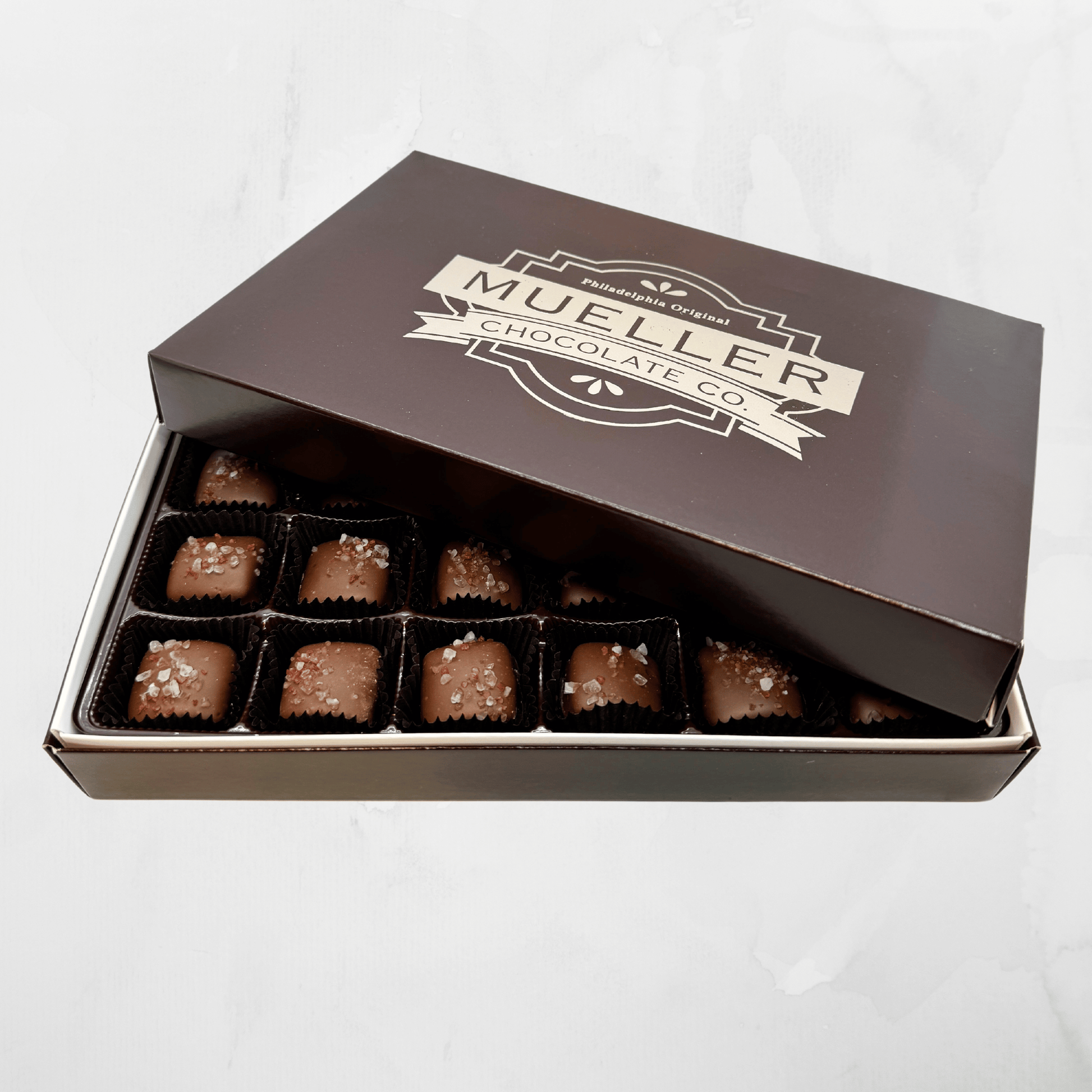 Milk Chocolate Sea Salt Caramel 24 Piece Box - Mueller Chocolate Co