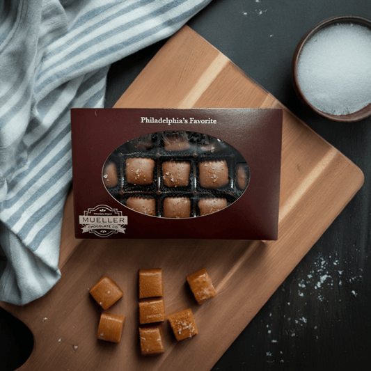 Milk Chocolate Sea Salt Caramels 15 Piece Box - Mueller Chocolate Co