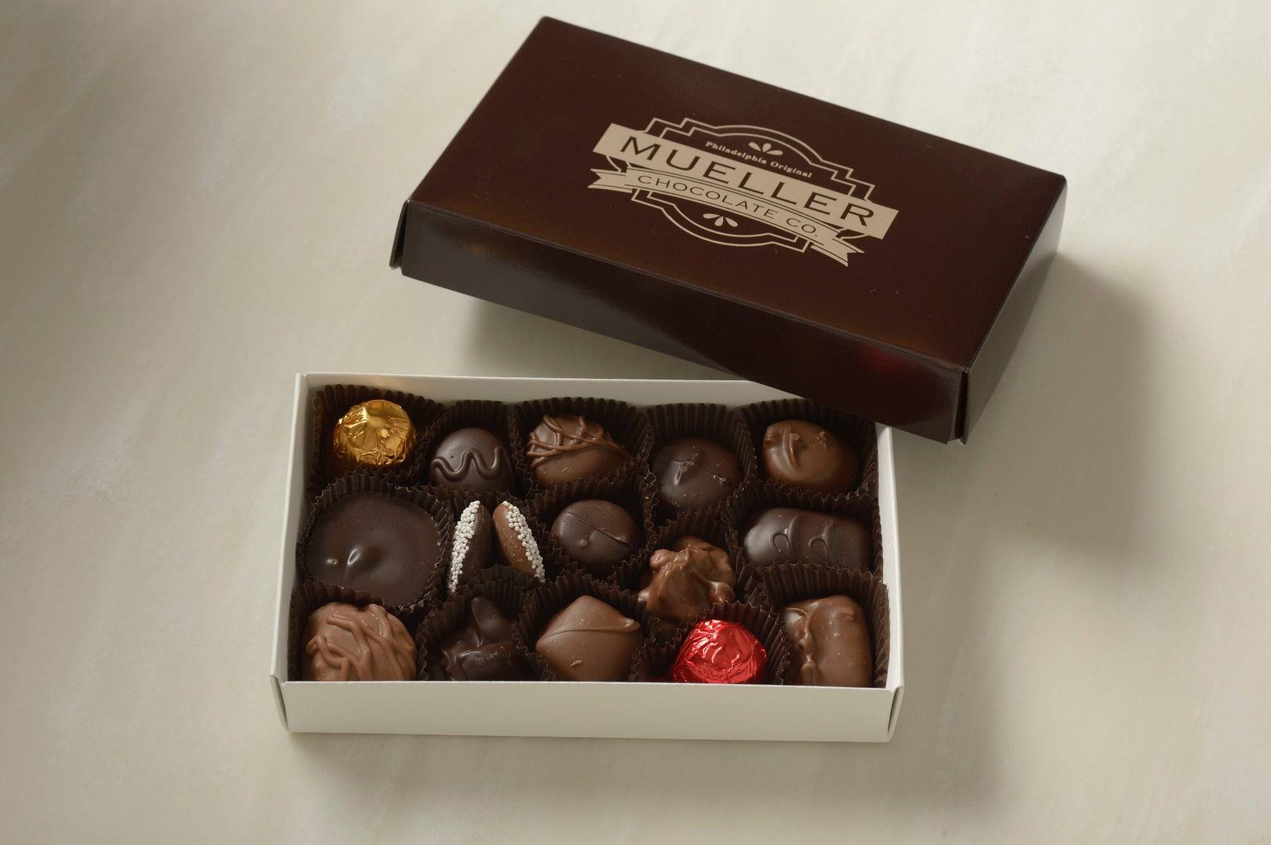 Small Milk and Dark Chocolate Assortment Box - Mueller Chocolate Co